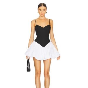 Bardot x REVOLVE Lissett Poplin Mini Dress in Black & White